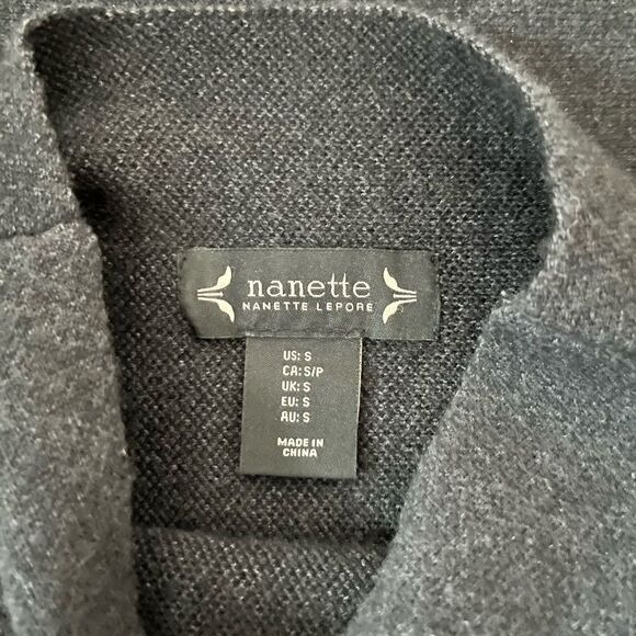 Nanette Lepore 3/4 Sleeve Mock Neck Wool Blend Sweater Dark Gray Size S - Picture 7 of 8